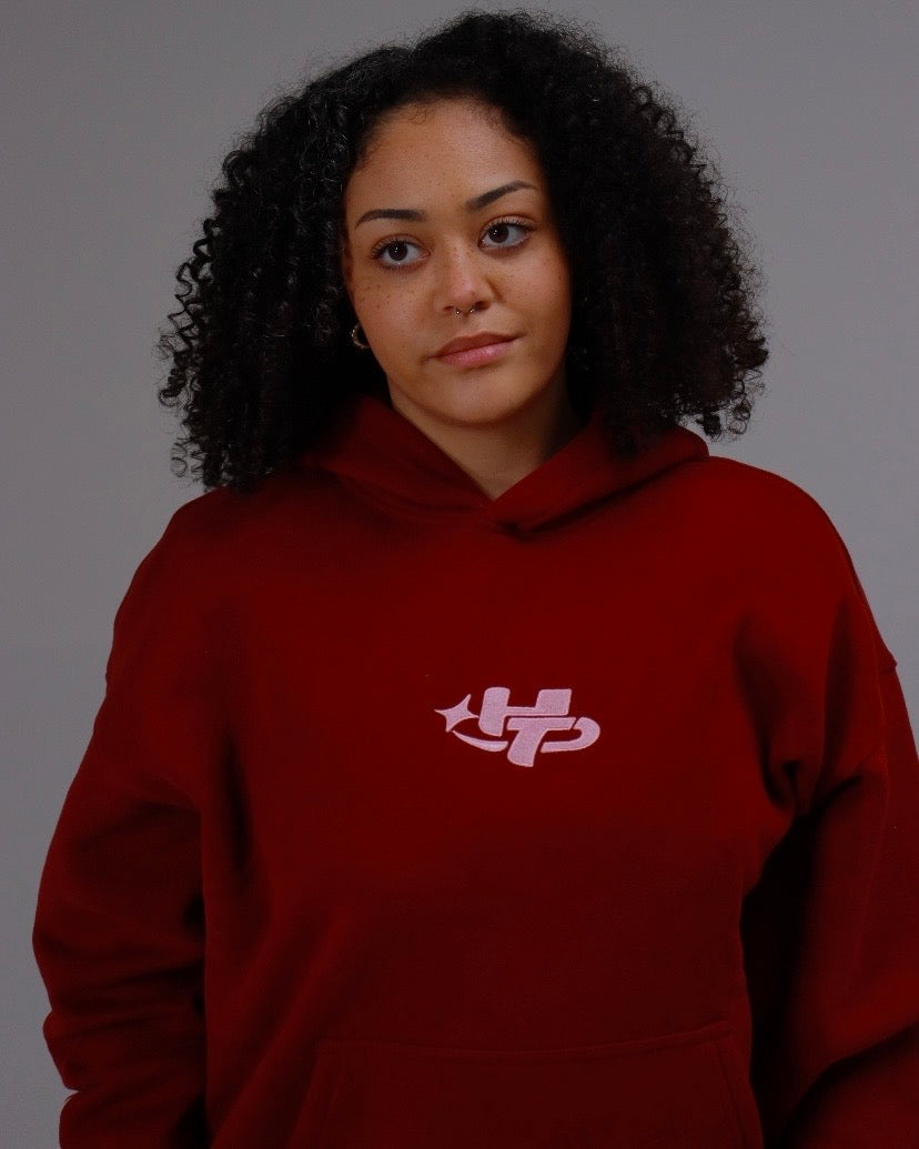 Burgundy and Baby Pink Hoodie