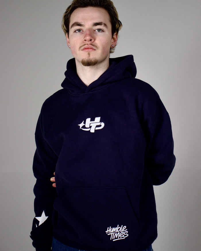 Navy and White Hoodie – Humble Times Irish streetwear