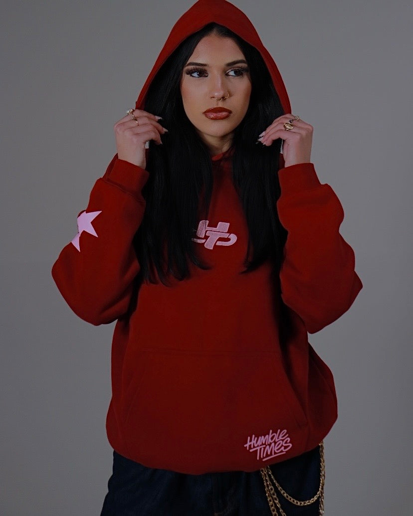 Burgundy and Baby Pink Hoodie by Humble Times – view 2