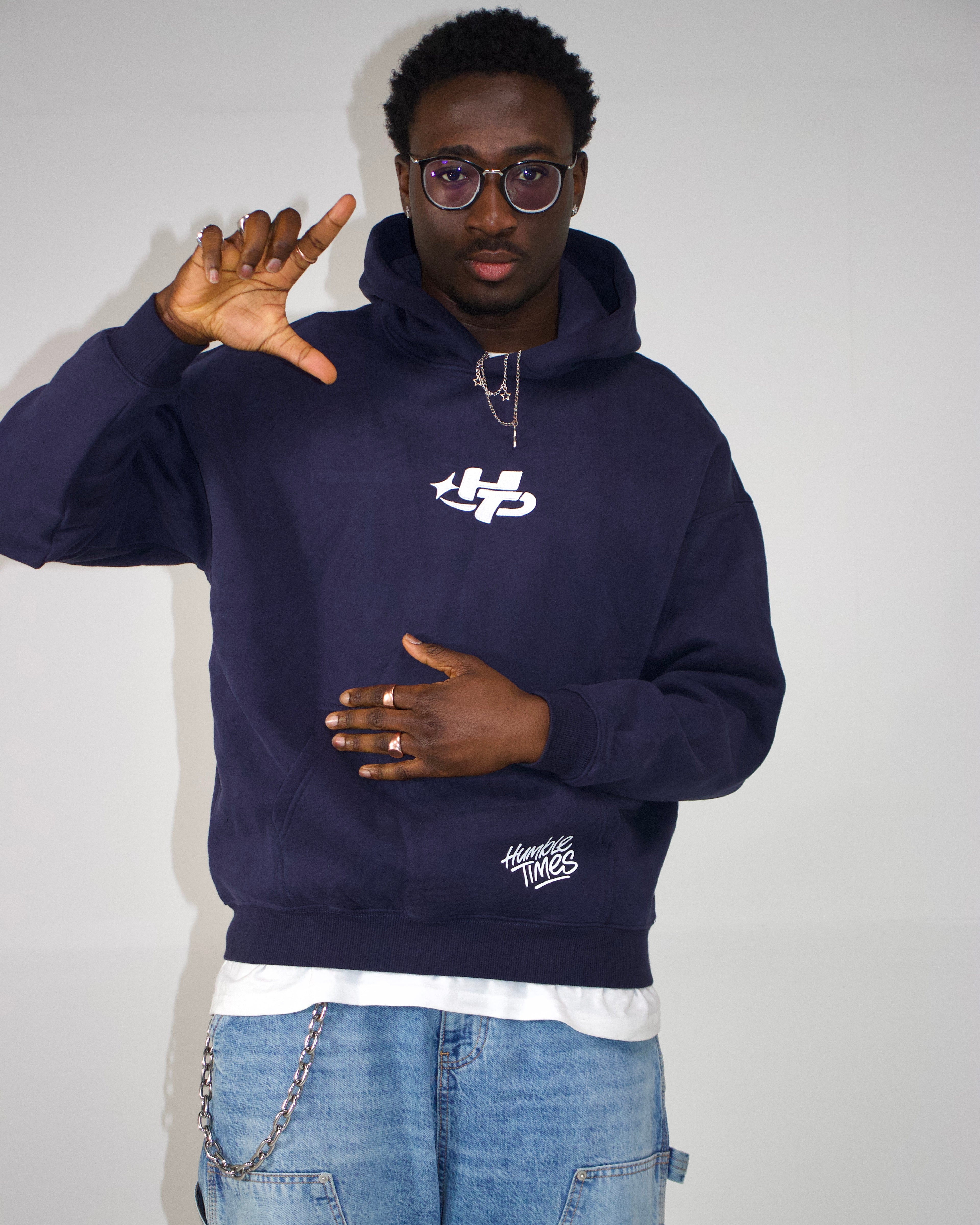 Premium Oversized Hoodie | Navy & White Valentines Edition